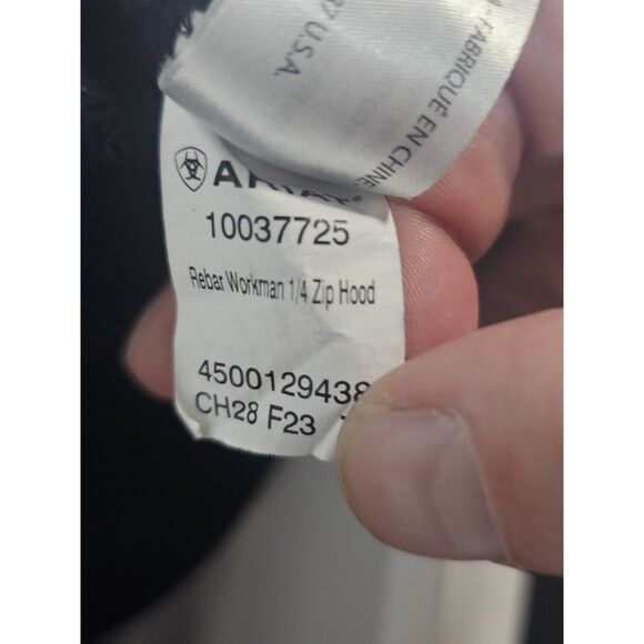 Ariat Hoodie Rebar Workman 1/4 Zip 4XL Black Mens size  Workwear - Picture 7 of 12